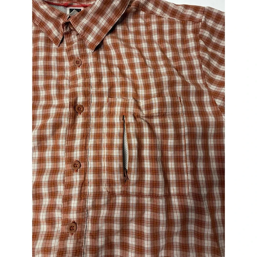 The North Face Shirt Mens Large Orange Plaid Short Sleeve Hiking Fishing Camp